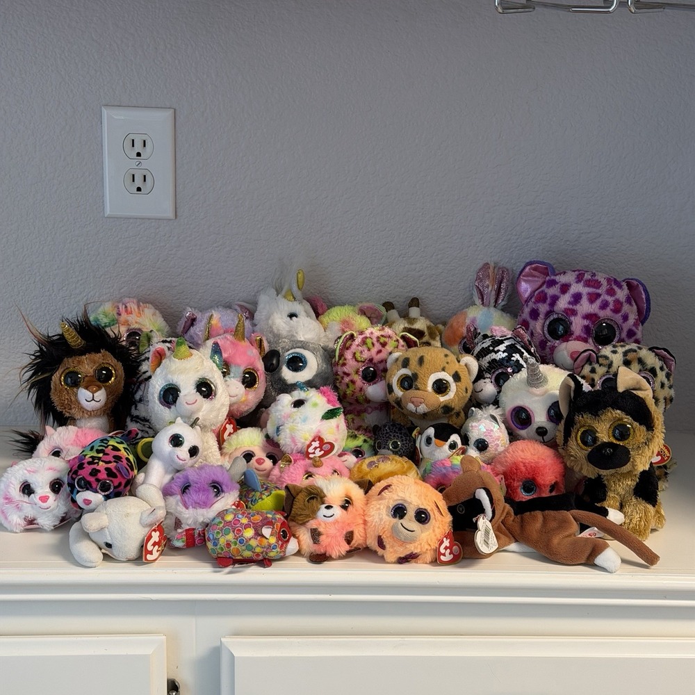 Ty Beanie Boos Lot Of 39 Various Sizes Plush Animals Mixed Styles